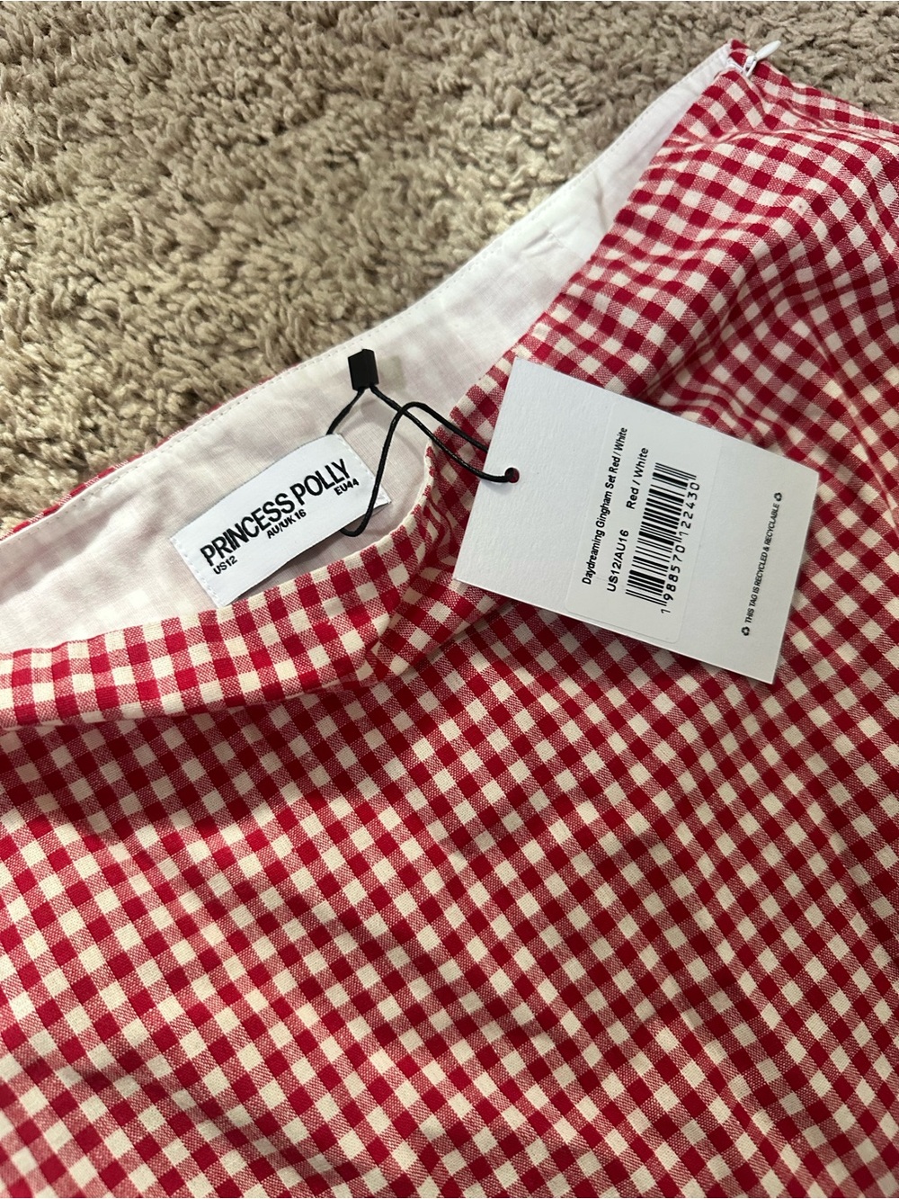 Princess Polly Red & White Gingham Mini Skirt